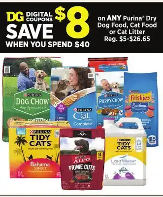 Dollar General Purina Dry Dog Food, Cat Food or Cat Litter offer