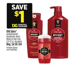 Dollar General Old Spice Antiperspirant Deodorant, Body Wash or Hair Care offer
