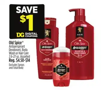 Dollar General Old Spice Antiperspirant Deodorant, Body Wash or Hair Care offer