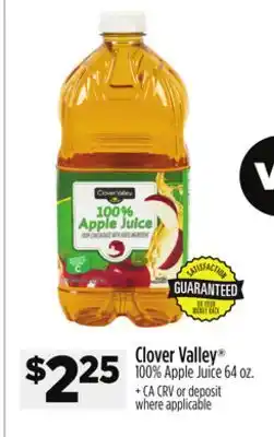 Dollar General Clover Valley 100% Apple Juice offer