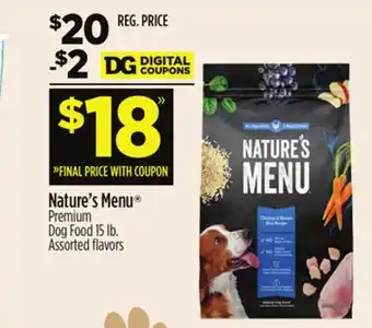 Dollar General Nature's Menu Premium Dog Food offer
