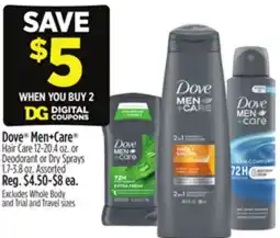 Dollar General Dove Men + Care Hair Care 12-20.4 oz. or Deodorant or Dry Sprays 1.7-3.8 oz offer