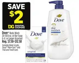 Dollar General Dove Body Wash 20-30.6 oz. or Bar Soap 6 ct. or Larger offer