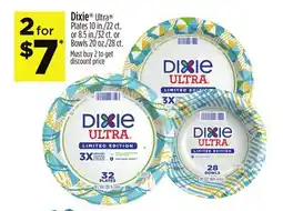 Dollar General Dixie Ultra Plates 10 in./22 ct. or 8.5 in./32 ct. or Bowls 20 oz./28 ct offer