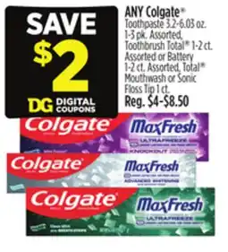 Dollar General ANY Colgate Toothpaste MaxFresh offer