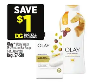 Dollar General Olay Body Wash 18-27 oz. or Bar Soap 6 ct offer