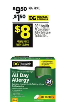 Dollar General DG health All Day Allergy Relief Cetirizine Tablets offer