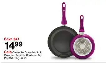 Target GreenLife Essentials 2pk Ceramic Nonstick Aluminum Fry Pan Set offer