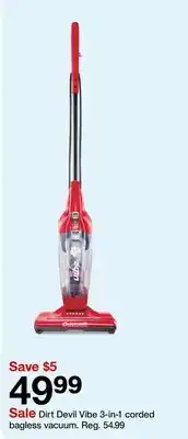 Target Dirt Devil Vibe 3-in-1 corded bagless vacuum offer