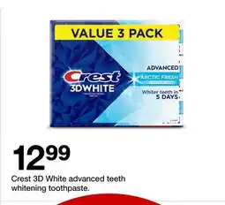 Target Crest 3D White advanced teeth whitening toothpaste offer