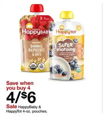 Target HappyBaby & HappyTot 4-oz. pouches offer