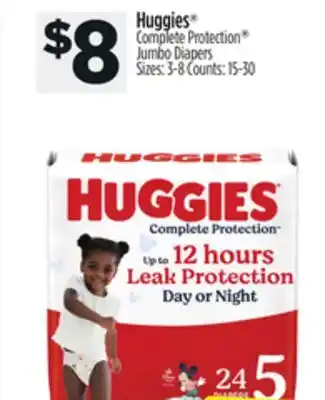 Dollar General Huggies Complete Protection Jumbo Diapers offer