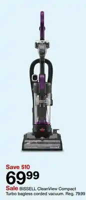 Target BISSELL CleanView Compact Turbo bagless corded vacuum offer