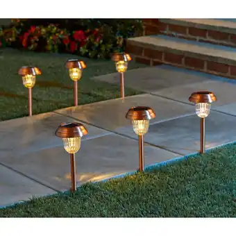 Walmart BrylaneHome Set Of 6 Copper Finish Solar Pathway Lights offer