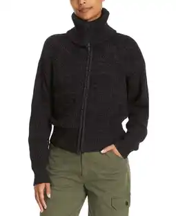 Walmart Bass Outdoor Women Regular fit Full Zip Funnel Neck Sweater Medium Black Solid offer