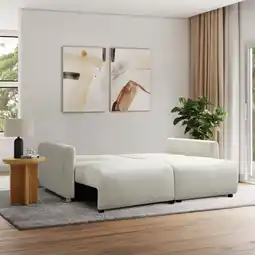 Walmart Serta Grant Scandinavian Convertible Sofa with Queen Size Sleeper, Ivory Boucle Fabric offer