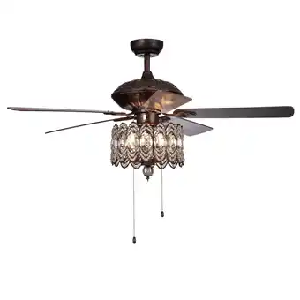 Walmart Mariposa 52-inch Rustic Bronze Chandelier Ceiling Fan with Crystal Shade offer