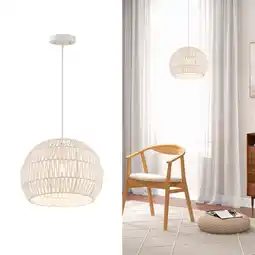 Walmart Costway 17.5'' Round Paper Pendant Ceiling Light Fixture with Adjustable Hanging Rope offer