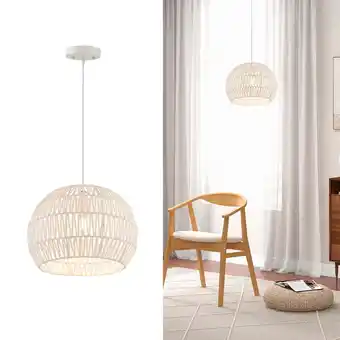 Walmart Costway 17.5'' Round Paper Pendant Ceiling Light Fixture with Adjustable Hanging Rope offer