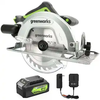 Walmart Greenworks 24V Brushless Cordless 7.25'' Circular Saw 4,500 RPM, with 4Ah Battery and 2A Charger offer