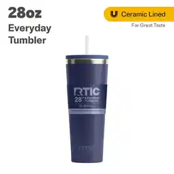 Walmart RTIC 28 oz Ceramic Lined Everyday Tumbler, Spill-Resistant Straw Lid, Navy offer