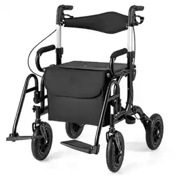Walmart Goplus 2-in-1 Rollator Walker for Seniors with Seat 9 Pneumatic Tires for All Terrain Black offer