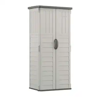 Walmart Suncast 22 cu. ft. Weather-Resistant Resin Vertical Outdoor Storage Shed, Light Taupe offer