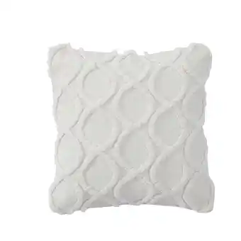 Walmart My Texas House Lantana Tufted Cotton Square Decorative Pillow Cover, 20 x 20, Coconut Milk offer