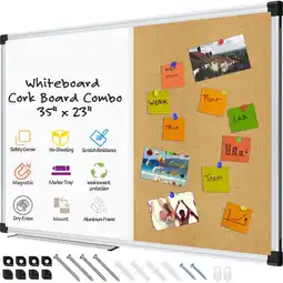 Walmart AGCAN Dry Erase White Board Cork Board 35 x 23 Combination Board Cork Magnetic Dry Erase Board Combo offer