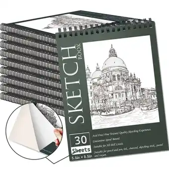 Walmart OSIMIG 10 Pack Sketch Books, 5.5'' x 8.5'', 300 Pages Drawing Paper offer