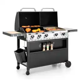 Walmart Alpha Joy 5-Burner Propane Gas Grill and Griddle Combo with Lids Total 54,000 BTU offer