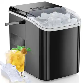 Walmart JOINSUN Countertop Portable Ice Maker, 9 Cubes in 6 Min, Self-Cleaning with Handle, Ice Scoop, Black offer