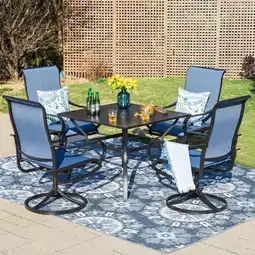Walmart MF Studio 5-Piece Outdoor Patio Dining Set with Swivel Chairs and Square Table, Black and Blue offer