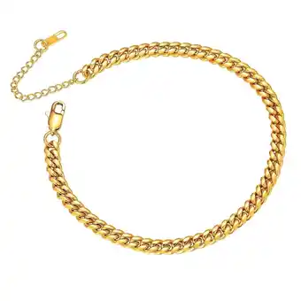 Walmart ChainsProMax Ankle Bracelets for Women Cuban Link Anklet Chain 18K Gold Plated Summer Jewelry offer