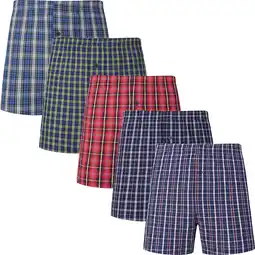 Walmart Onimisc Men's Underwear 100% Cotton Boxer Shorts Classic Plaid Woven Boxers for men, 5 Pack offer