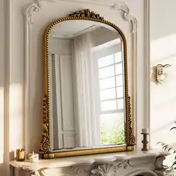 Walmart BEAUTYPEAK 32x 24 Arched Vanity Mirror Decor Wall Mirror for Bathroom,Antique Gold offer