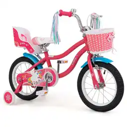 Walmart Costway 14 Inch Kids Bike with Basket Doll Seat & Colorful Streamers 2 Training Wheels Pink offer