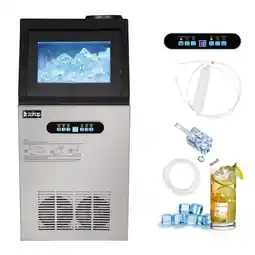 Walmart Ktaxon 110lbs/24h Stainless Steel Commercial Freestanding Ice Maker Machine, Gray offer
