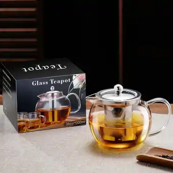 Walmart Baalaka Borosilicate Glass Teapot - 34oz(1000ml) Stovetop with 18/8 Steel Inf for Loose/Blooming Tea offer