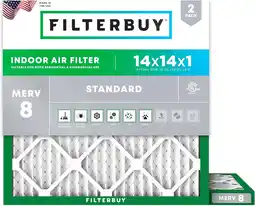 Walmart Filterbuy 14x14x1 MERV 8 Dust Defense, Pleated HVAC AC Furnace Air Filters (2-Pack) offer
