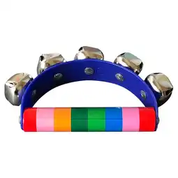Walmart YiBai 3PCS Baby's Semicircle Hand Bells Wooden Handle J ingle Rattle,Blue, Children's Day offer
