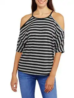 Walmart Women's High Neck Stripe Soft Knit Ribbe offer