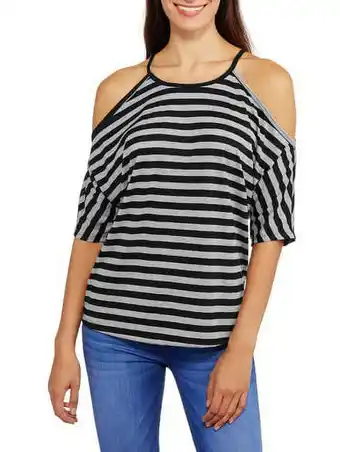 Walmart Women's High Neck Stripe Soft Knit Ribbe offer