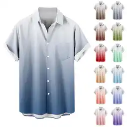 Walmart Fanxing Mens Casual Button Down Shirts Blue Trendy Tie Dye Graphic Short Sleeve Shirts 4XL offer