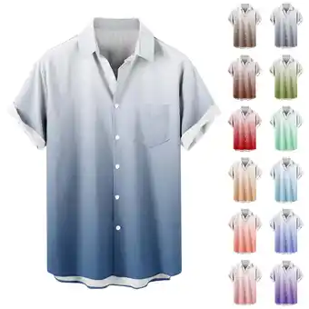 Walmart Fanxing Mens Casual Button Down Shirts Blue Trendy Tie Dye Graphic Short Sleeve Shirts 4XL offer