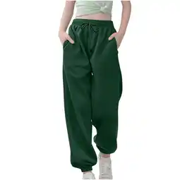 Walmart CHGBMOK Boys and Girls Sports Long Pants Loose Versatile Sweatpants Trousers Green offer