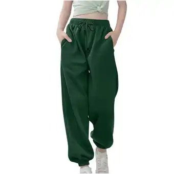 Walmart CHGBMOK Boys and Girls Sports Long Pants Loose Versatile Sweatpants Trousers Green offer
