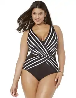Walmart Swimsuits for All Women's Plus Size Surplice One Piece Swimsuit offer