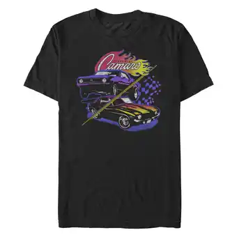 Walmart Men's General Motors Purple and Black Hotrod Camaros Graphic Tee Black Large offer
