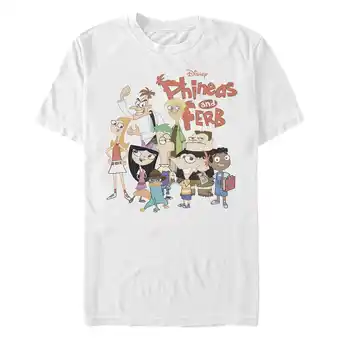 Walmart Men's Phineas and Ferb Character Collage Graphic T-Shirt offer